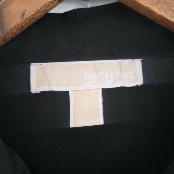 Michael Michael Kors Black Georgette Accordian Pleated Midi Shirt Dress Sz 6 - Picture 7 of 12